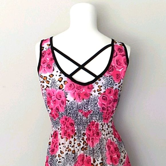 Sun Style Pink Floral Dress. Size S/M - Picture 6 of 9